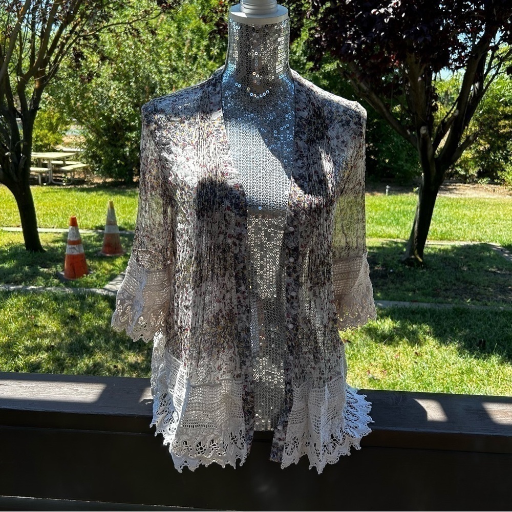 Sundance bohemian silk sheer button down blouse